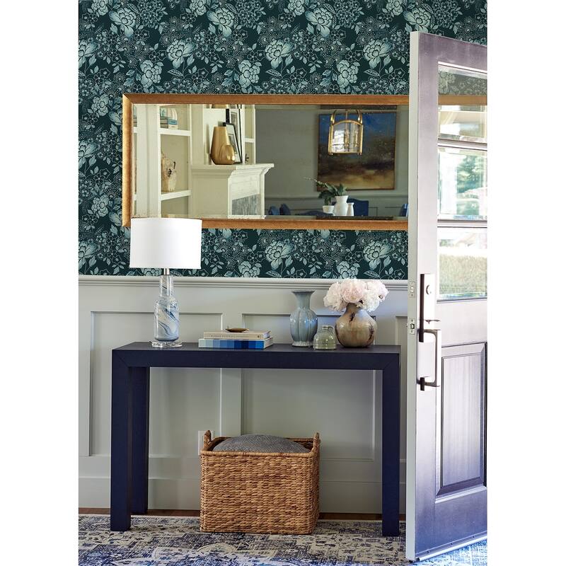 A-Street Prints Irina Navy Floral Blooms Wallpaper