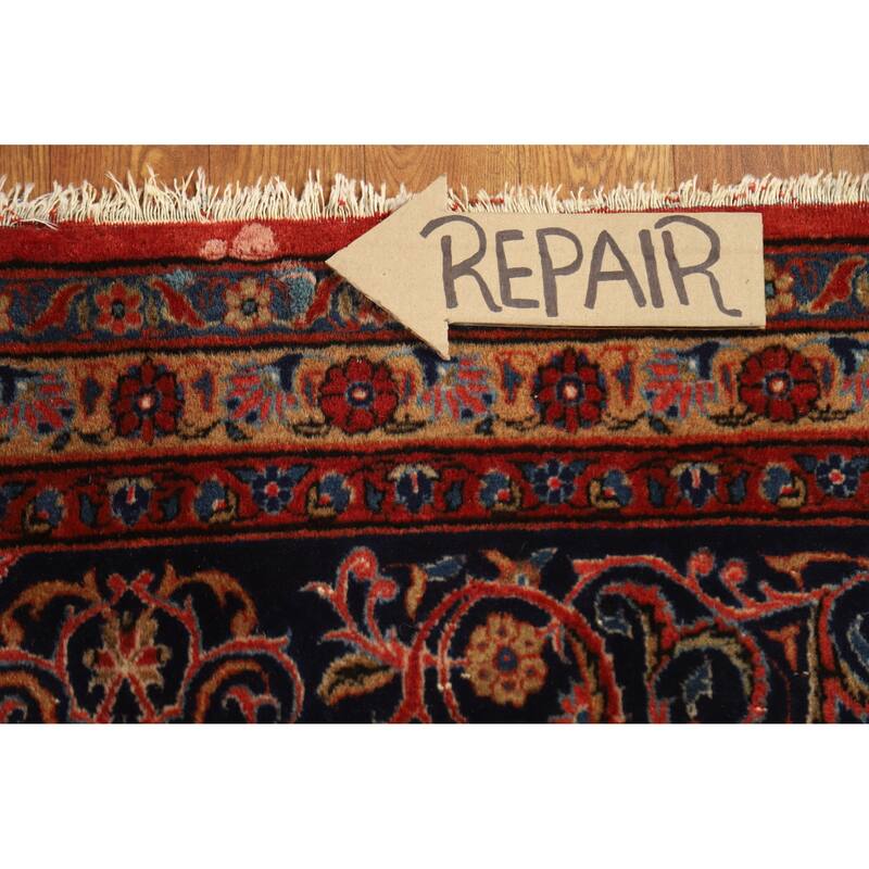 Hand Knotted Oriental 100% Wool Carpet Traditional All-Over Oranges & Rust Kashan Area Rug - 13' 11'' X 10' 0''