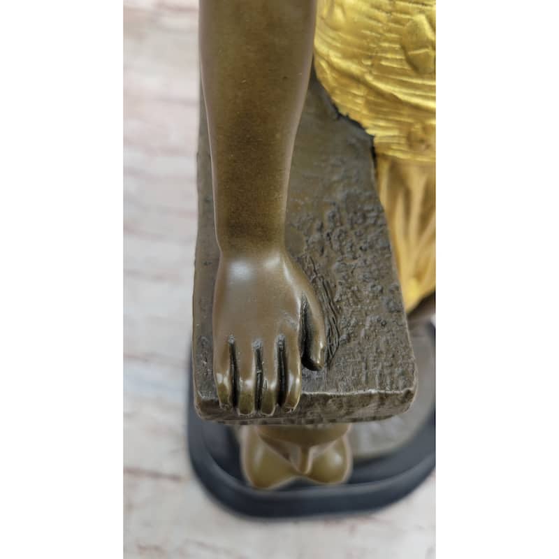 Art Deco Bronze Egyptian Girl Cleopatra Figure Sculpture Statue Original Art By Milo