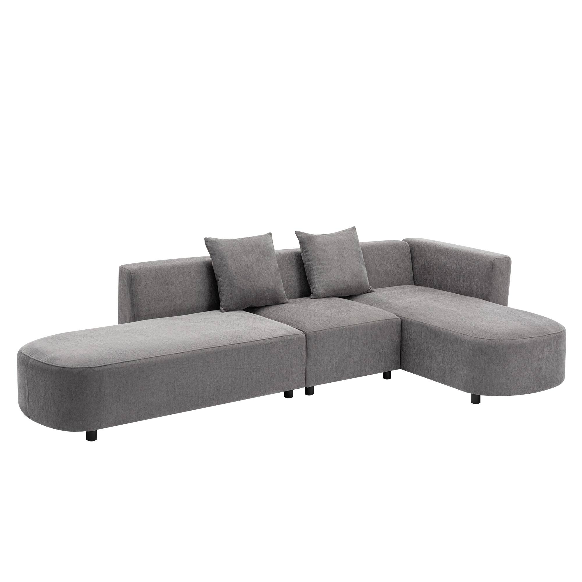 Chenille Velvet Modern Circular Sectional Sofa with HighDensity Foam