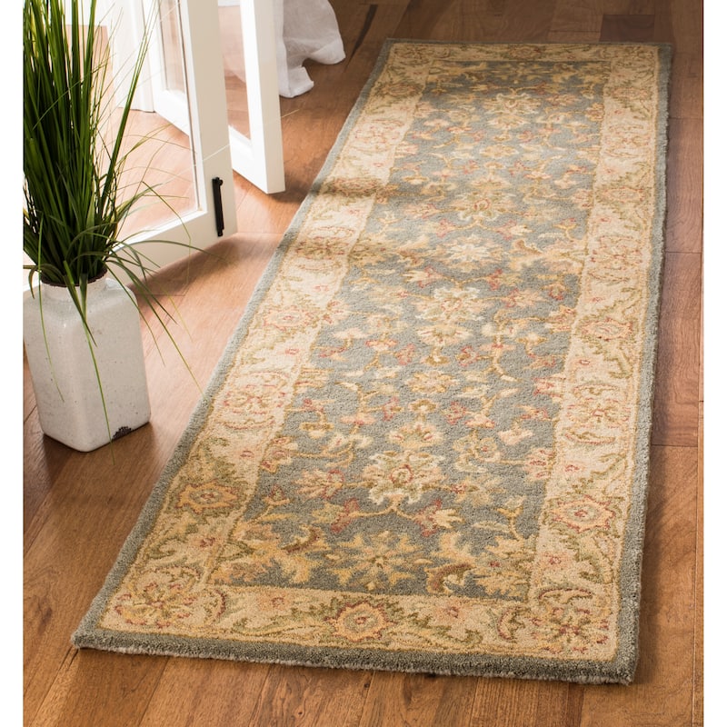 SAFAVIEH Handmade Antiquity Zelinda Traditional Oriental Wool Rug - 2'3" x 14' Runner - Blue/Beige