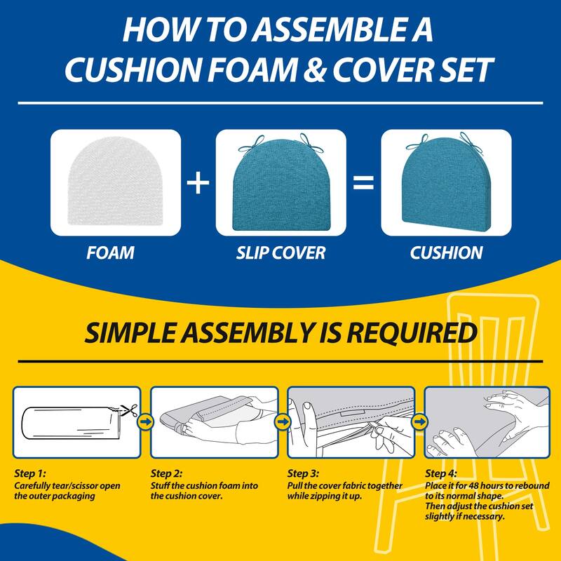 AAAAAcessories 17 in. X 16 in.Indoor Strap Non-slip Chair Cushion for Multi-scenario Setups (2 Pack) - N/A