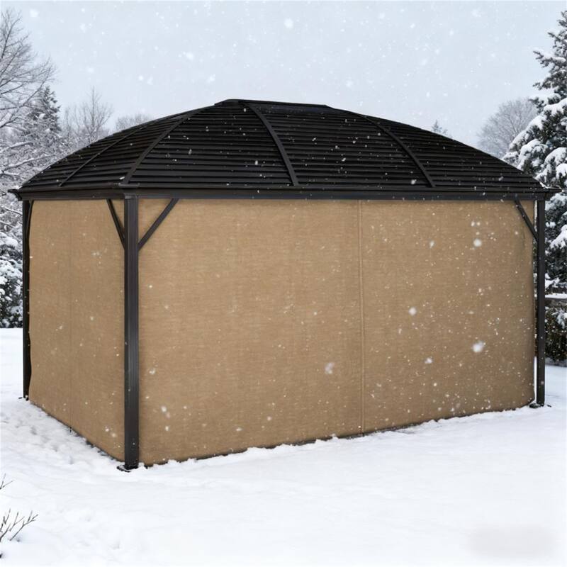 Gazebo with Curtains, Pavilion with Steel Roof Ceiling Hook