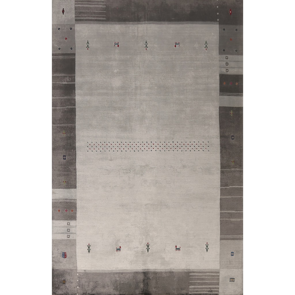 Little Animals Gabbeh Indian Area Rug Hand-Knotted Wool Carpet - 5'3" x 7'7"