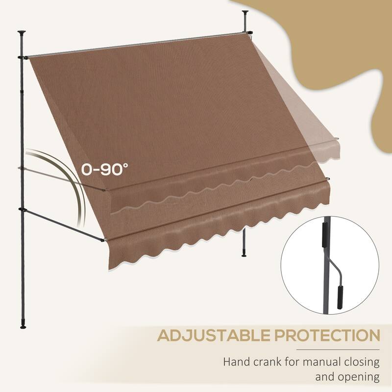 Outsunny 10' x 4' Manual Retractable Awning, Non-Screw Freestanding Patio Sun Shade Shelter