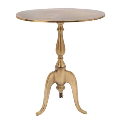 Aluminum Metal Small Accent Table with Scroll Legs - Gold or Silver - Roche River Decor