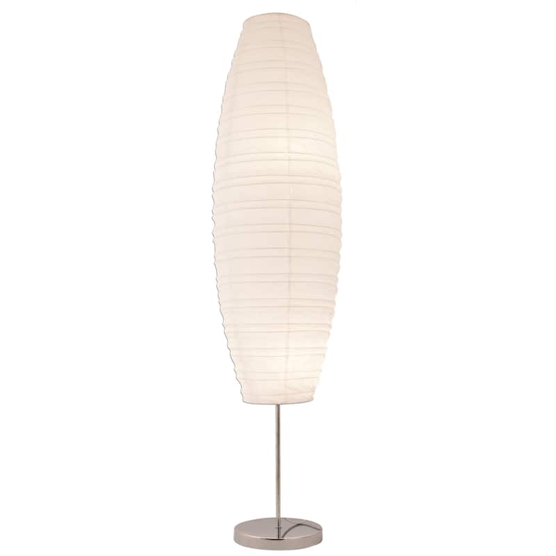 DIPLOMA Chrome Paper Floor Lamp with White Paper Shade (White)