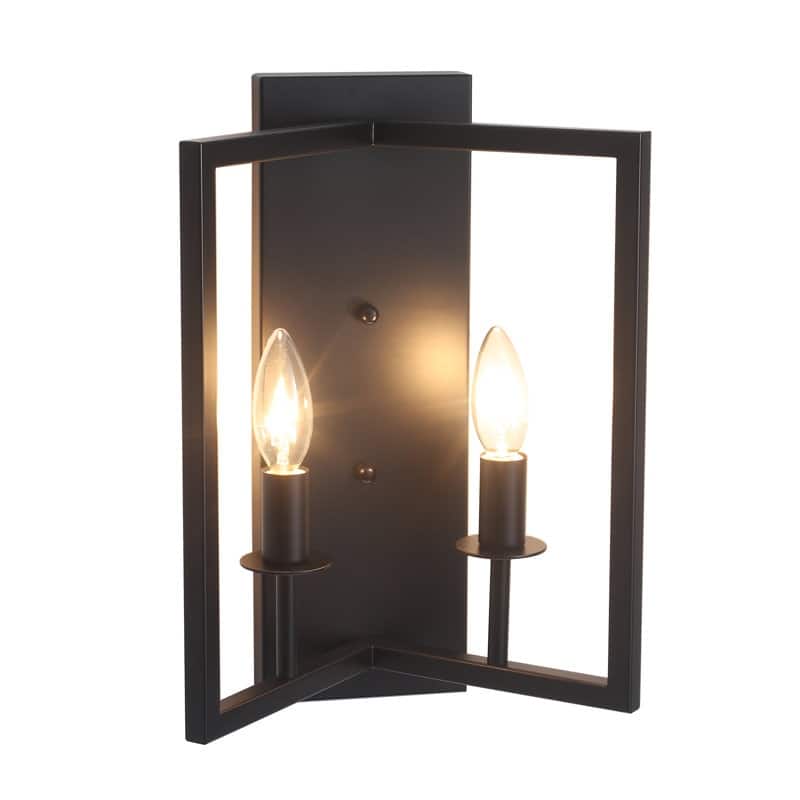 Black Metal Frame Double - Light Wall Sconce
