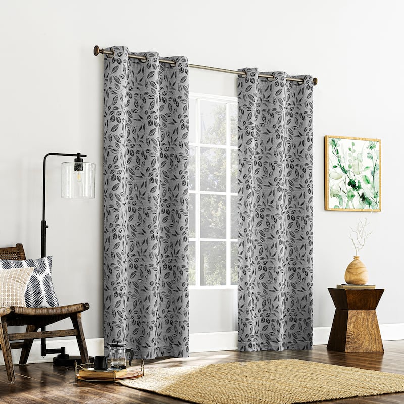 Sun Zero Satti Embroidered Leaf Total Blackout Grommet 1-Piece Curtain Panel, Single Panel