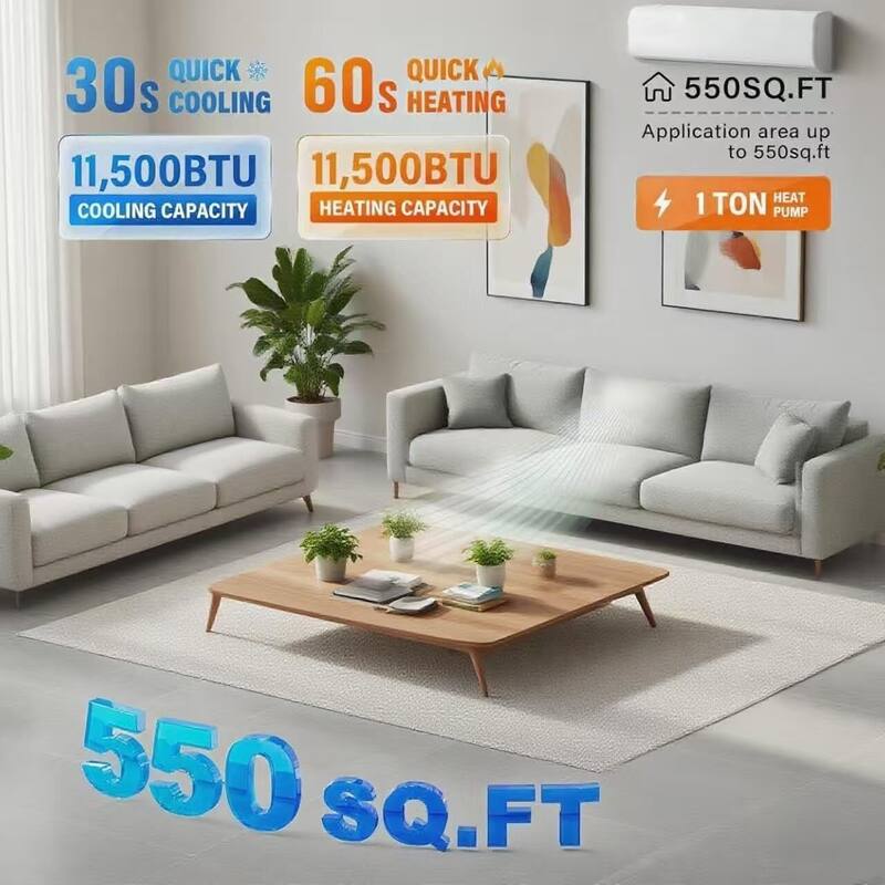 230V 17 SEER2 11500 BTU Wifi Enabled Mini Split Air Conditioner, AC Unit & Heater for 550 Sq.Ft. - N/A