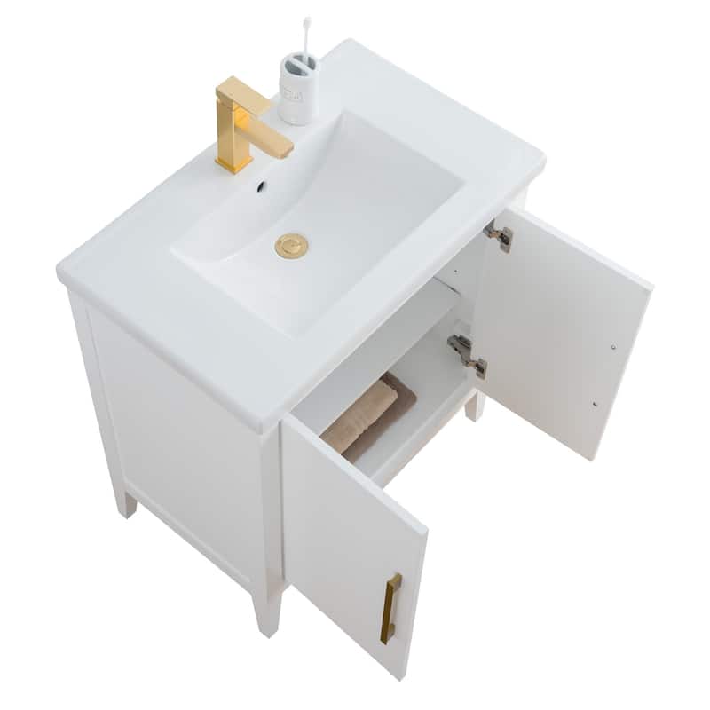 Vanity Art 20" or 24" or 30" Single Sink Bathroom Vanity Cabinet with Ceramic Top