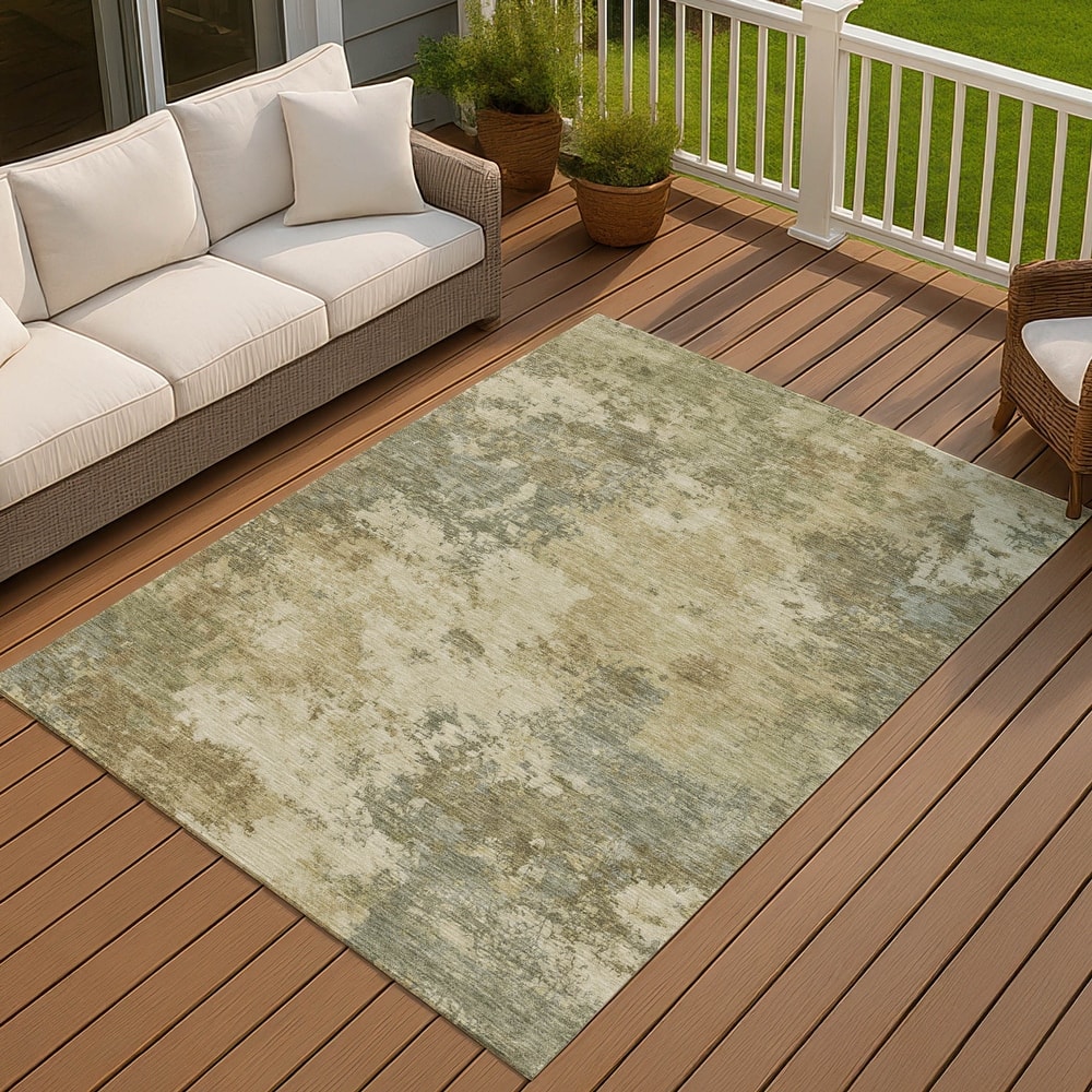 Machine Washable Indoor/ Outdoor Casual Contemporary Chantille Rug