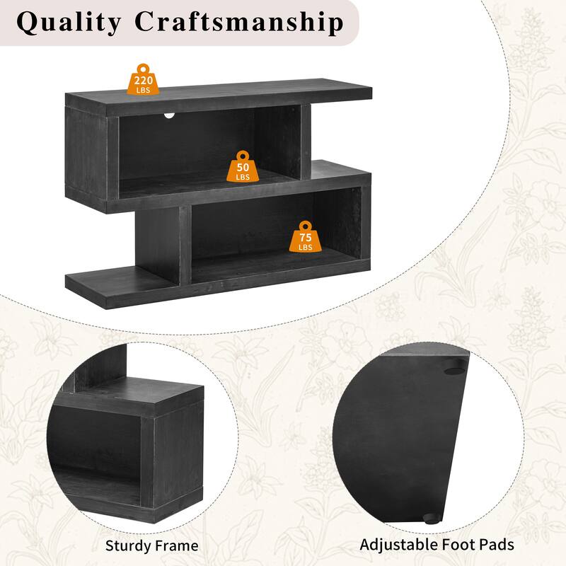 47.2" Retro Console Table with Symmetrical 2-Tier Open Shelf for Entryway and Living Room