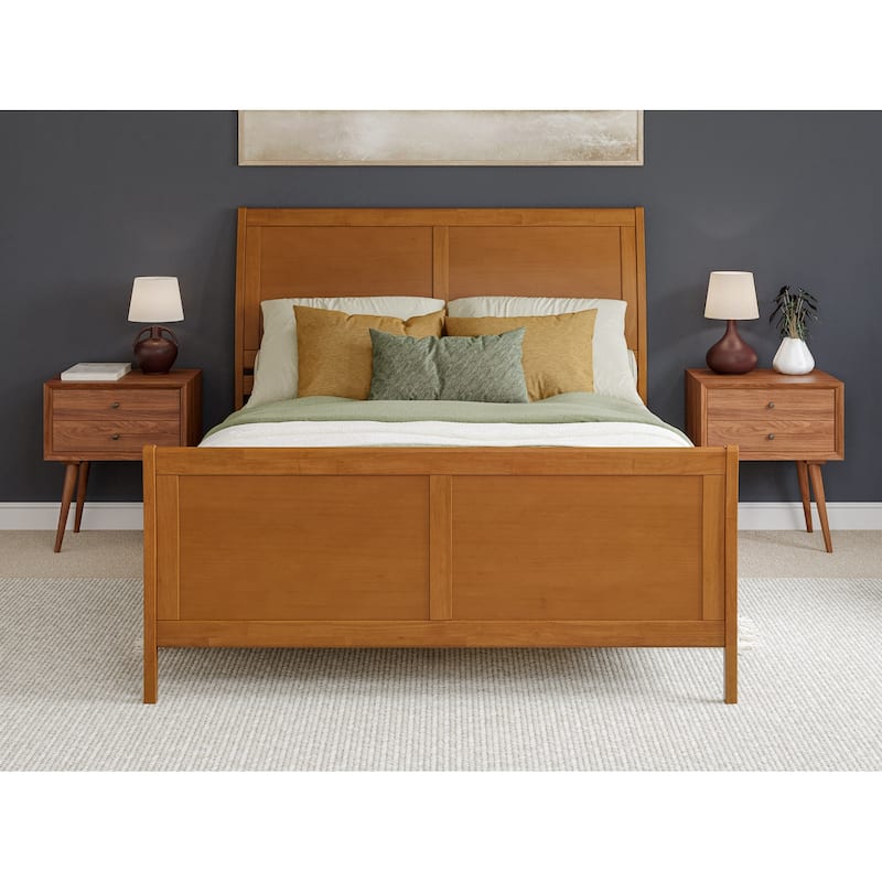 Valencia Solid Wood Low Profile Sleigh Platform Bed with Matching Footboard