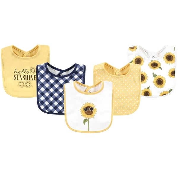 slide 1 of 1, Hudson Baby Infant Girls Cotton Bibs, Sunflower, One Size - Sunflower - One Size One Size - Sunflower
