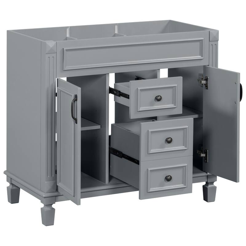 Roomfitters 36 Inch Bathroom Vanity without Sink, Freestanding Cabinet with 2 Soft Closing Doors and 2 Drawers