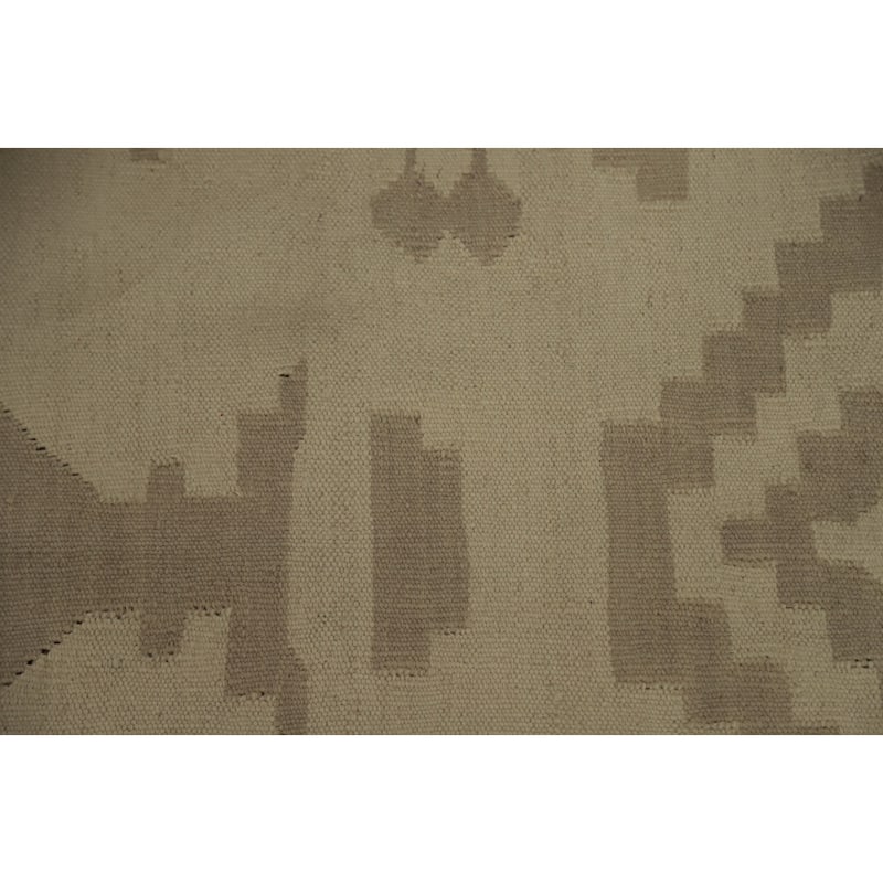 Hand Woven Oriental 100% Wool Carpet Southwestern Tribal Beige & Ivories Kilim Area Rug - 8' 0'' X 4' 9''