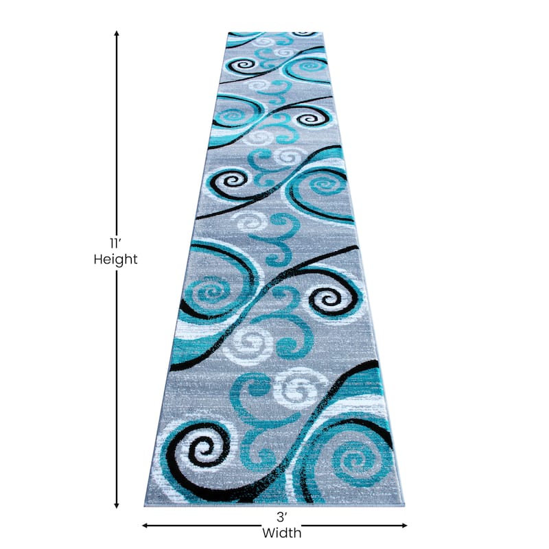 Modern Distressed Swirl Abstract Style Indoor Area Rug