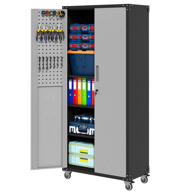 71" Metal Garage Storage Cabinet with Wheels