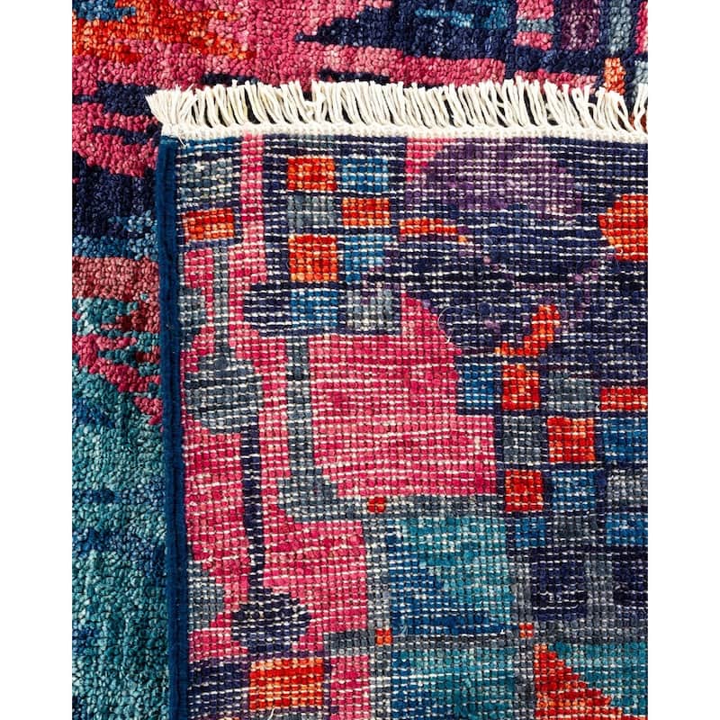 Overton Handknotted Wool Vintage Inspired Contemporary Modern Blue Area Rug - 17' 6" x 9' 10"