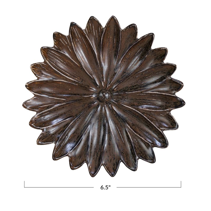 Stoneware Flower Plate with Glaze