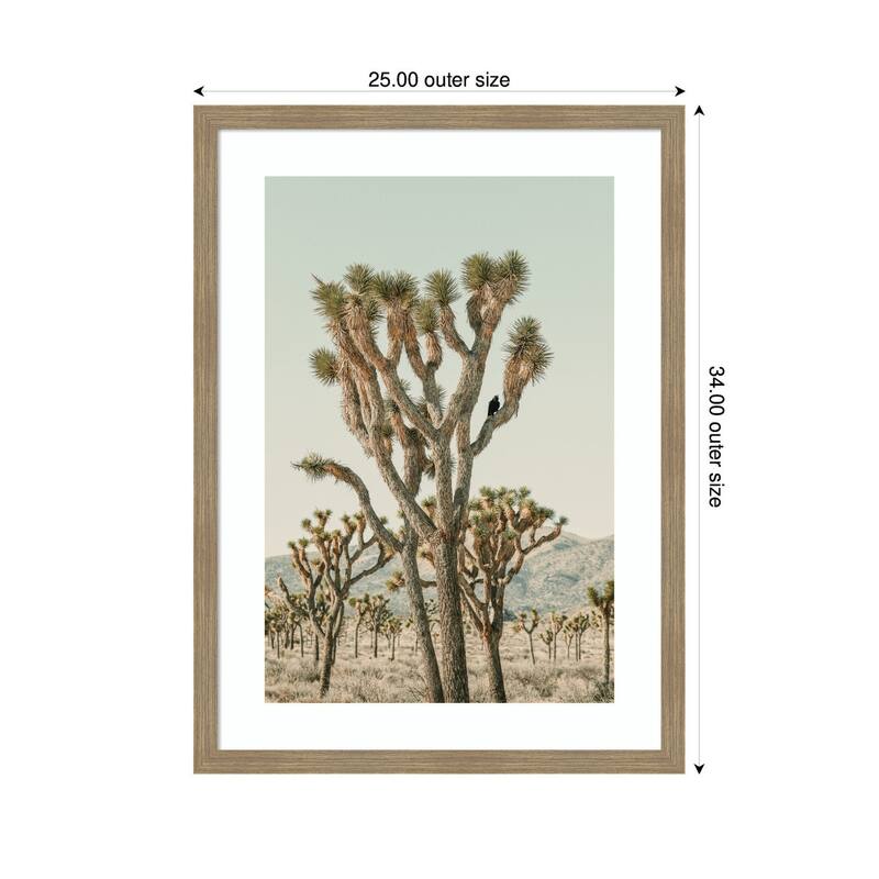 Kate and Laurel Joshua Tree With Crow by Alicia Bock Framed Wall Art Print