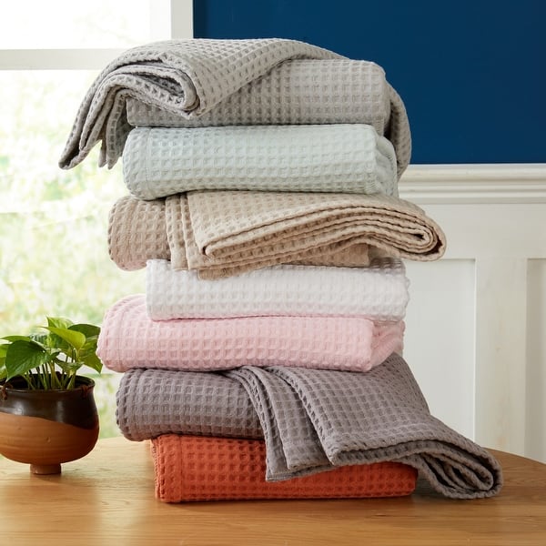 Market & Place Cotton Waffle Weave Textured Bed Blanket Bed Bath