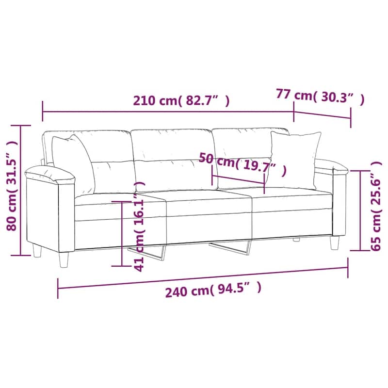 vidaXL Sofa Sectional Modern Couch with Pillows and Cushions Microfiber Fabric