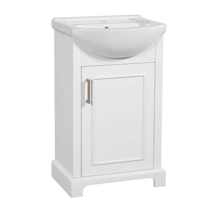 20" Freestanding Bathroom Vanity with White Farmhouse Ceramic Sink - 19.7'' x 13.4'' x 33.4''