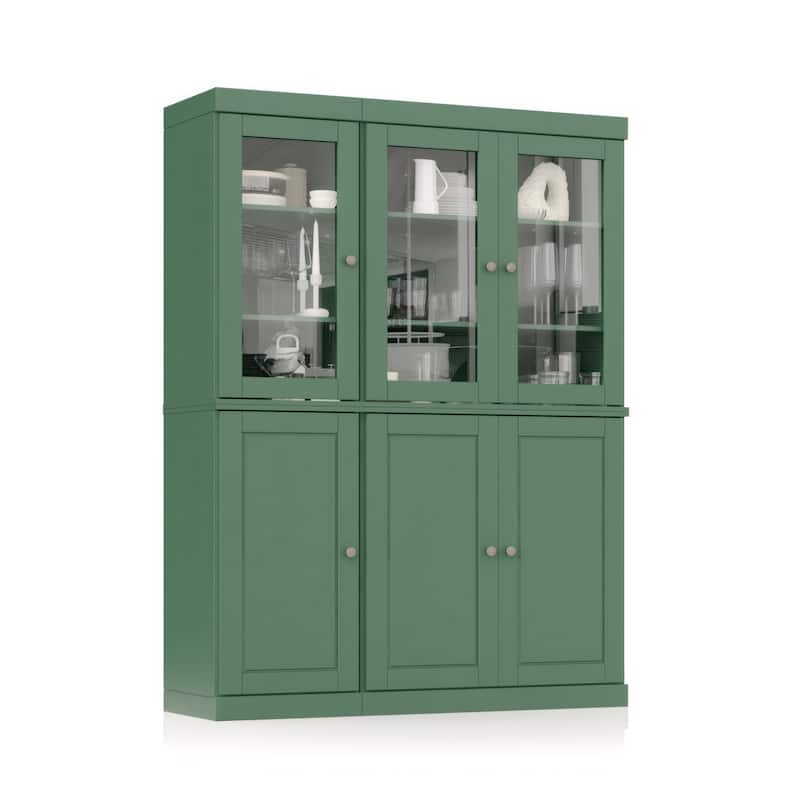 Palace Imports 100% Solid Wood China Pantry with Glass or Solid Wood Doors and 2-Drawers - 48.5" x 71.5"