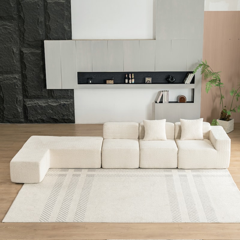 Roomfitters Full-Compressed Sectional Sofa with Free-Combined Design for Living Room Style and Adaptability