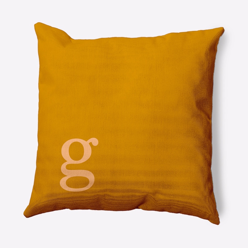 Modern Monogram Indoor/Outdoor Throw Pillow-G - 18" x 18" - Autumn Gold