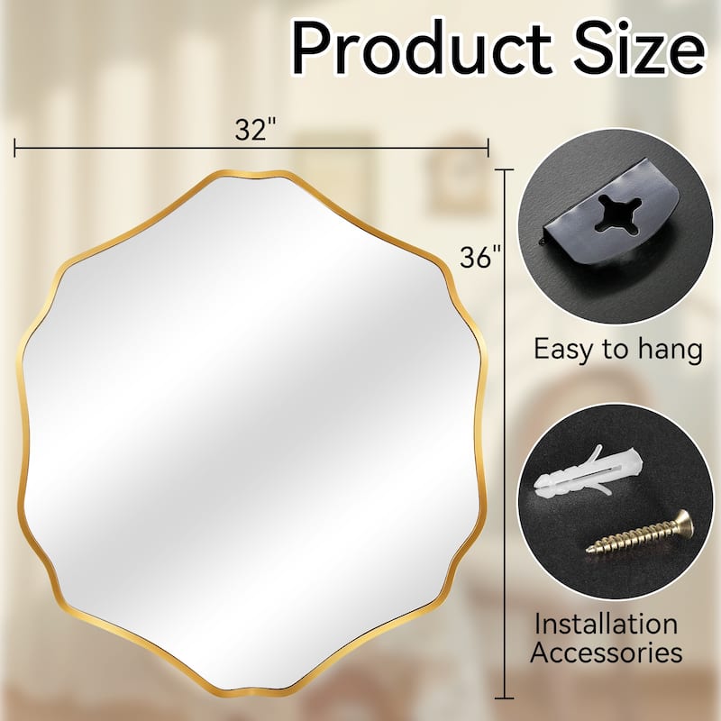 Unique Aluminum Alloy Framed Scallop Wall Mirror with Artistic Design