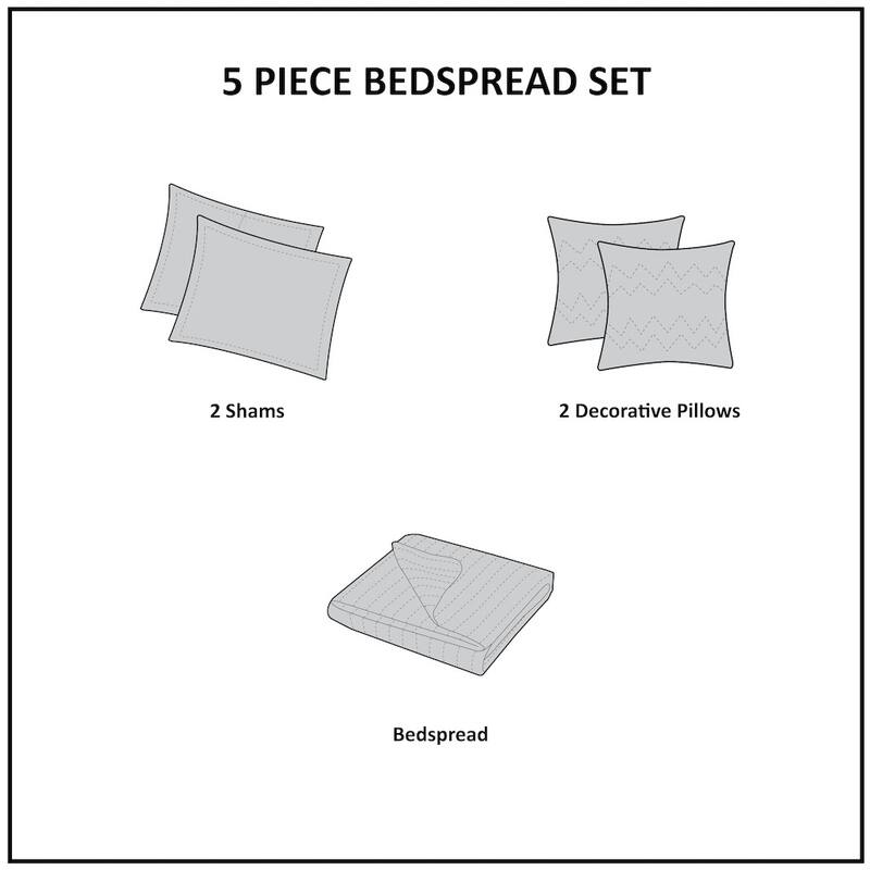 GDF Studio - Princeton 5-Piece Reversible Jacquard Quilt Set with Decorative Pillows