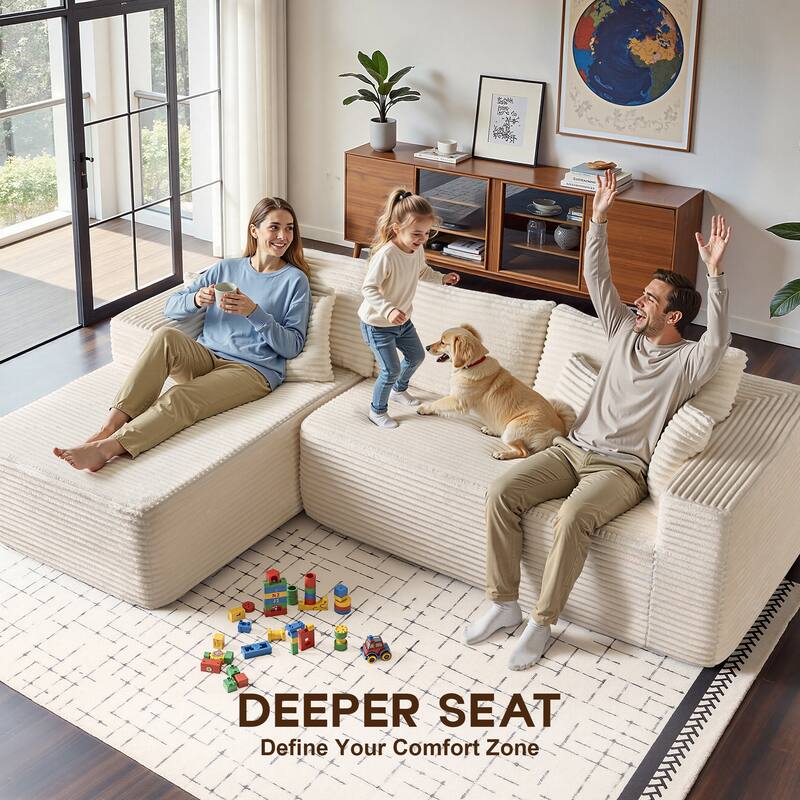 OVIOS All-Foam Plush L-Shaped Sofa​