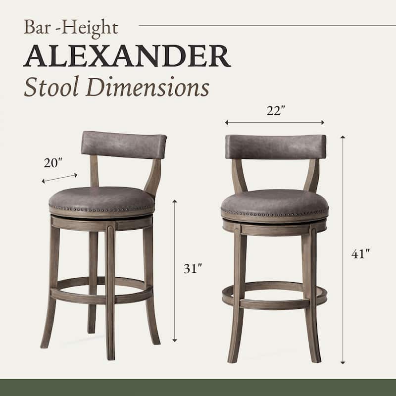 Maven Lane Alexander Counter Stool, Weathered Oak Finish w/ Avanti Bone Vegan Leather
