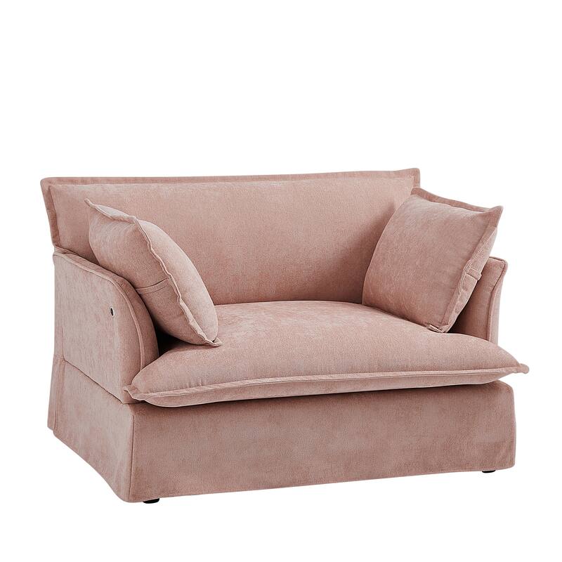 Roomfitters 47.2" Oversized Accent Chair, Chenille Armchair with Deep Wide Seat, Throw Pillows, Modern Lounge Sofa