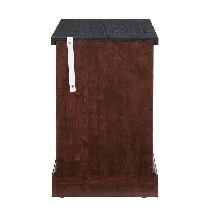 Farmhouse Wooden Nightstand, Rectangular Accent Side Table, Sofa Side Table with Barn Door & Adjustable Storage Shelf