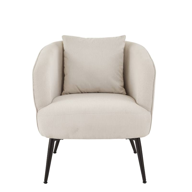 Modern Channel Back Corduroy Velvet Arm Chair