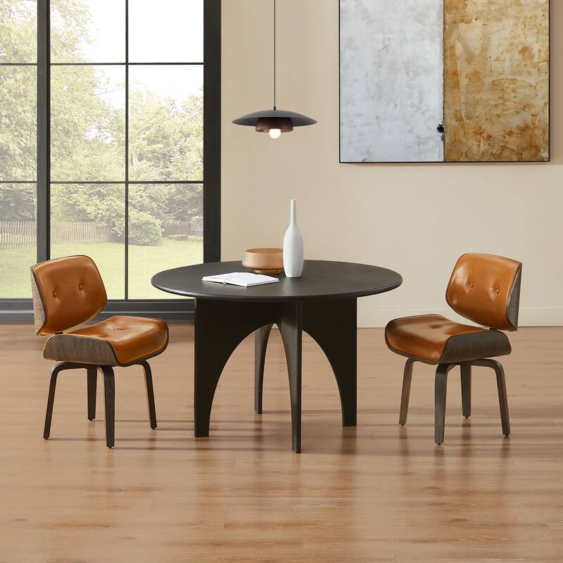 Art Leon Swivel Accent Chair, Tufted Back, Wood Frame