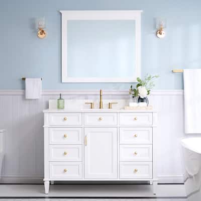 35''H Solid Wood Bath Vanity With Carrera White Quartz Top and Sink