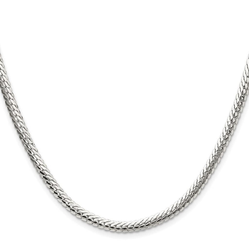 Curata 925 Sterling Silver 4.1mm Double Oval Flat Curb Chain Necklace for men