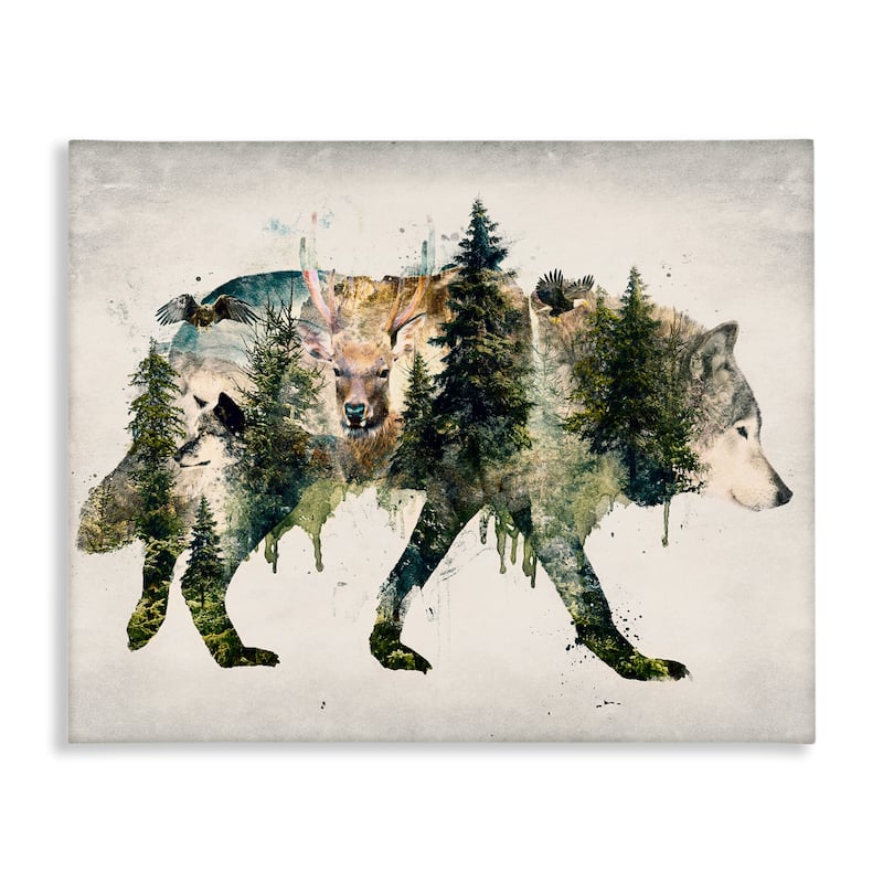 Stupell Woodland Wildlife Wolf Contour Canvas Wall Art Design By Barrett Biggers - 48 x 36