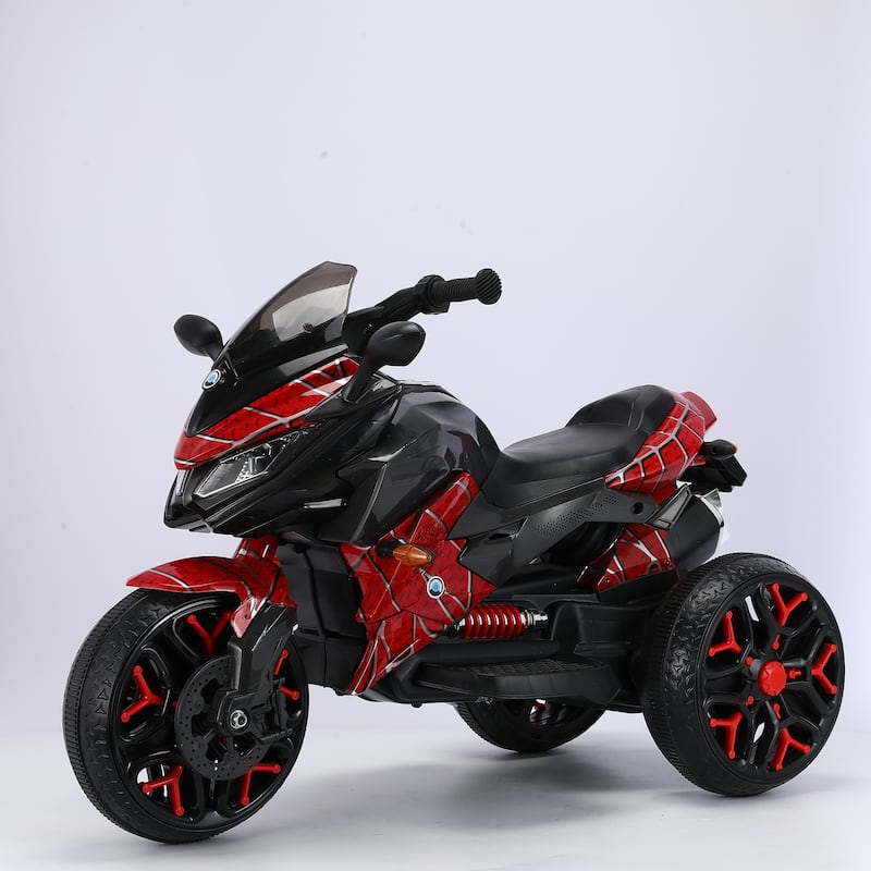 Red Kids Electric Motorcycle Ride-On Motorcycle Ride-On Bike Toddler Motorcycle with Bluetooth & Lights - Red