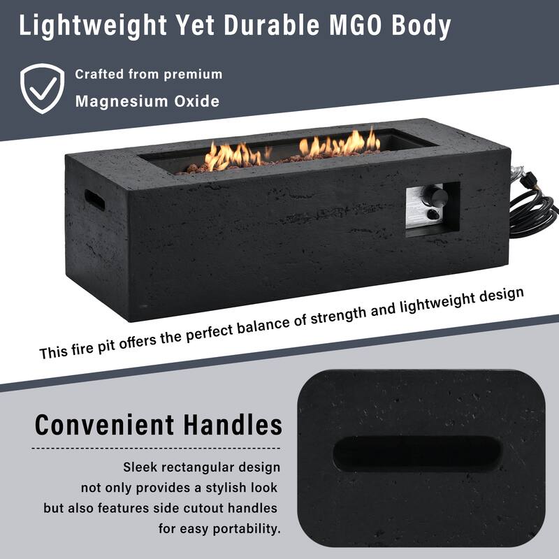 41.9" Outdoor Rectangular Propane Fire Pit 40000 BTU, Heater with Stainless Steel Burner and Free Lava Rocks, Waterproof Cover