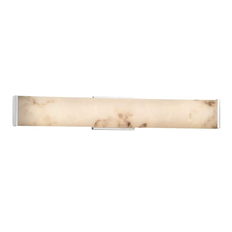 Justice Design LumenAria Latitude 29-inch LED Polished Chrome ADA Wall/ Bath Light, Off-white Shade