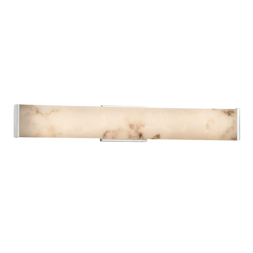 Justice Design LumenAria Latitude 29-inch LED Polished Chrome ADA Wall/ Bath Light, Off-white Shade