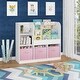 preview thumbnail 17 of 20, Kids Bookcase and Bookshelf, Multifunctional Bookcase with 3 Collapsible Fabric Drawers - White&Pink