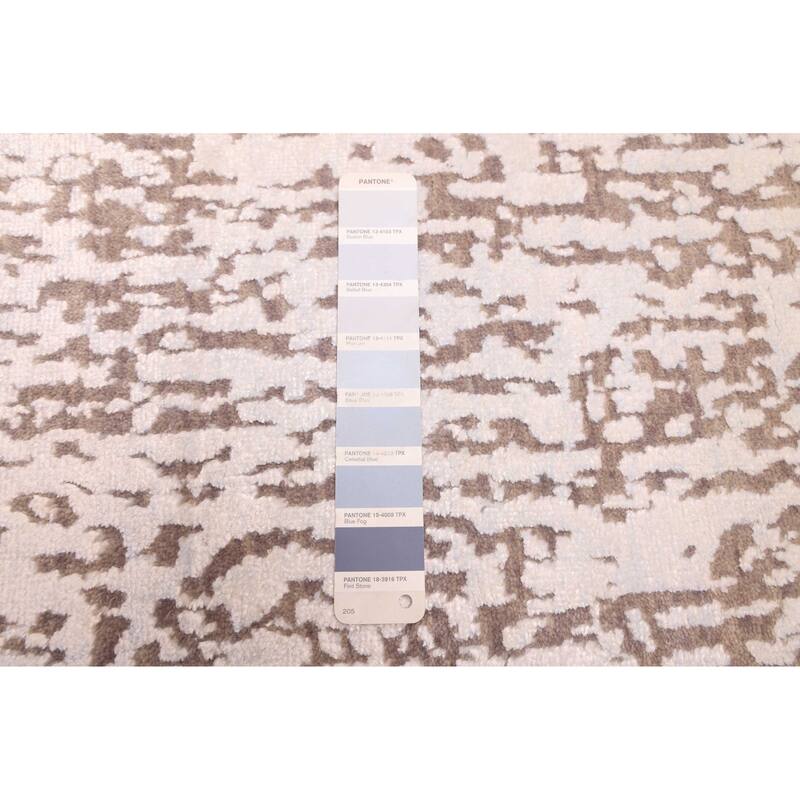 ECARPETGALLERY Hand-knotted Legacy Silver, Taupe Silk, Wool Rug - 2'6 x 9'11