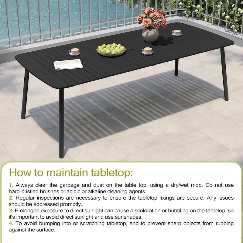 7/9PC Patio Dining Table Rectangular Aluminum Outdoor Table with Folding Chairs